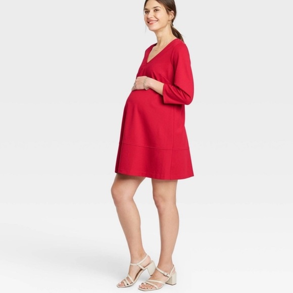 The NINES by HATCH LITTLE BLACK MATERNITY DRESS size XS X-small red - Picture 11 of 12